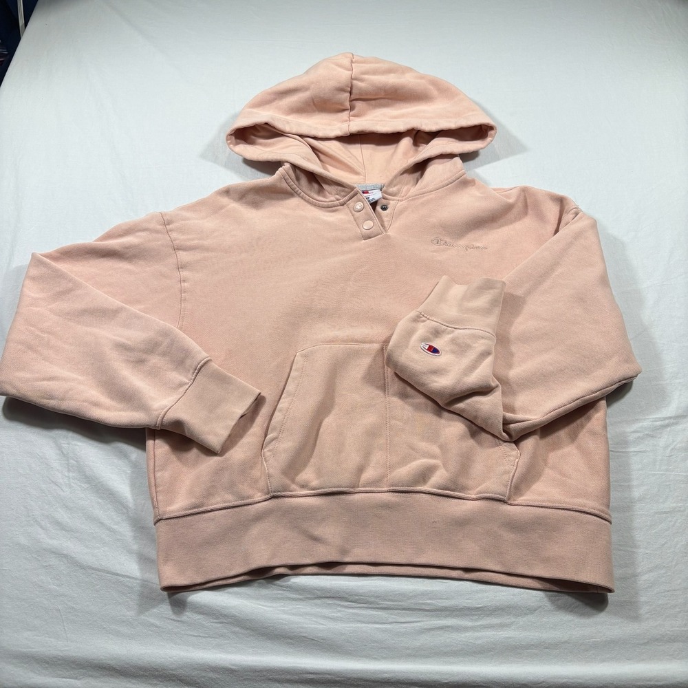 Champion Women's Vintage Wash Fleece Hooded Sweatshirt Pink XS